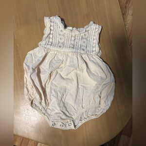 Cream Lace Bodysuit Romper - Infant